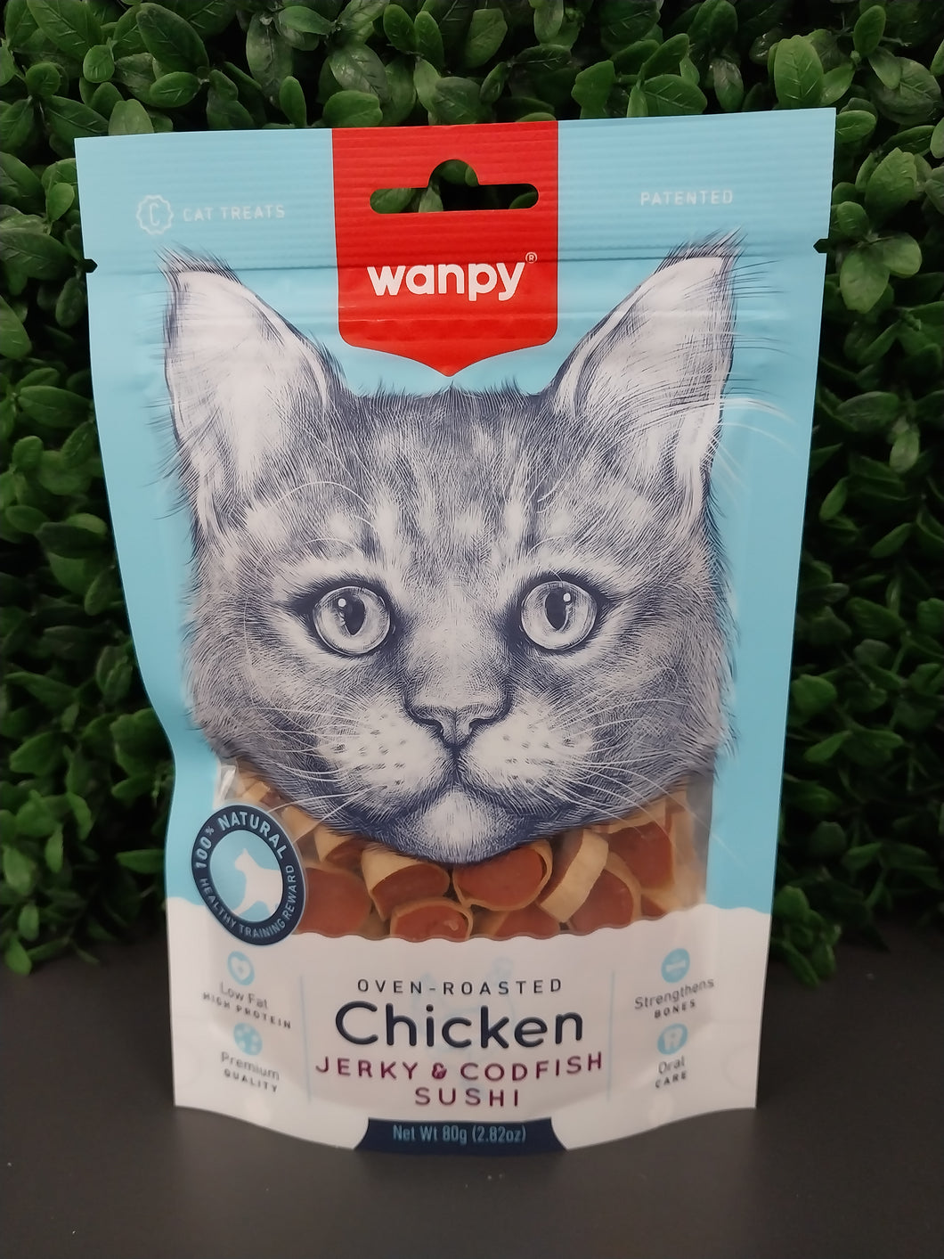 WANPY CAT CHICKEN JERKY & CODFISH SUSHI 80GM