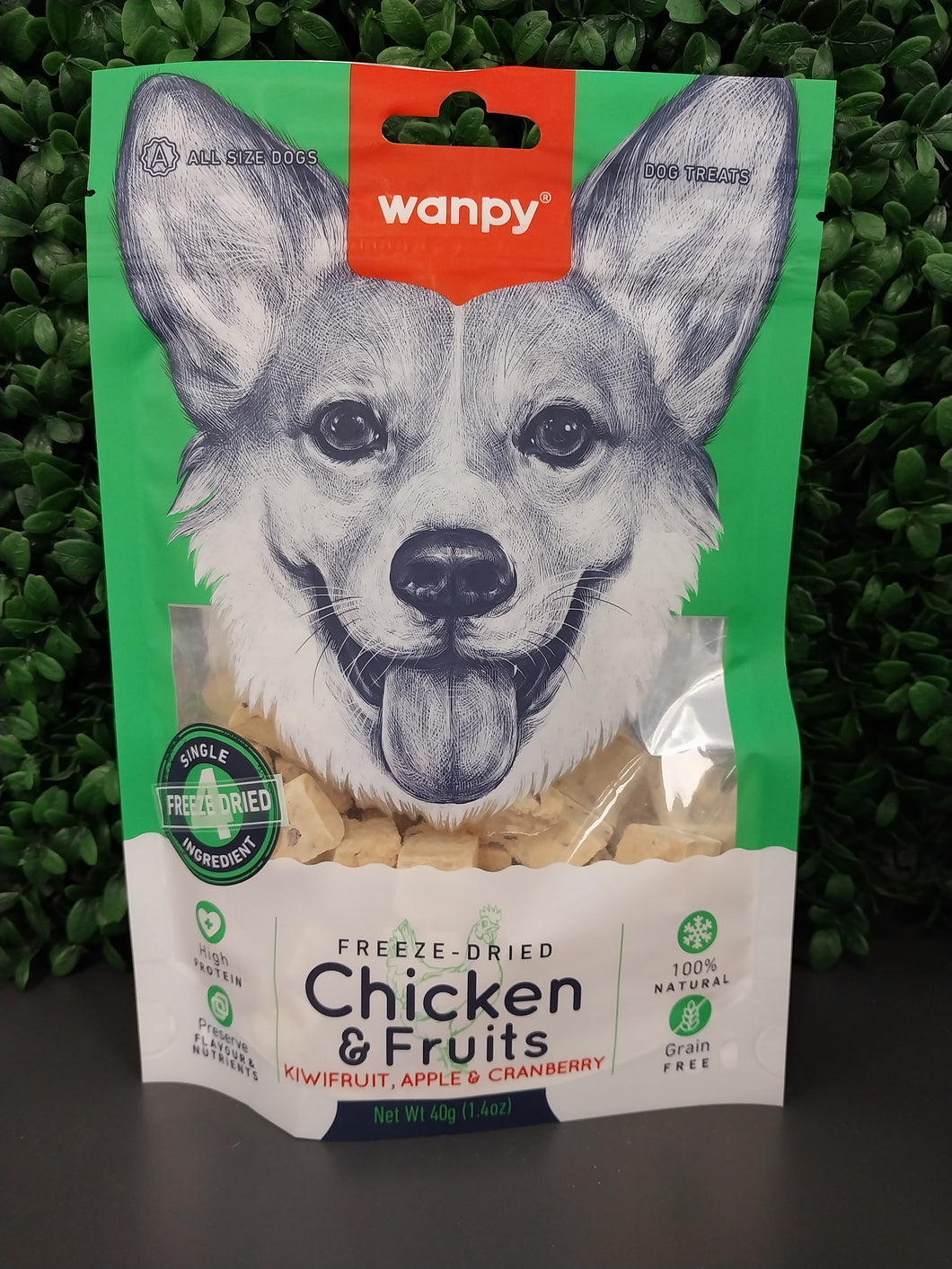 WANPY FREEZE DRIED CHICKEN & FRUITS DOG TREAT 40GM