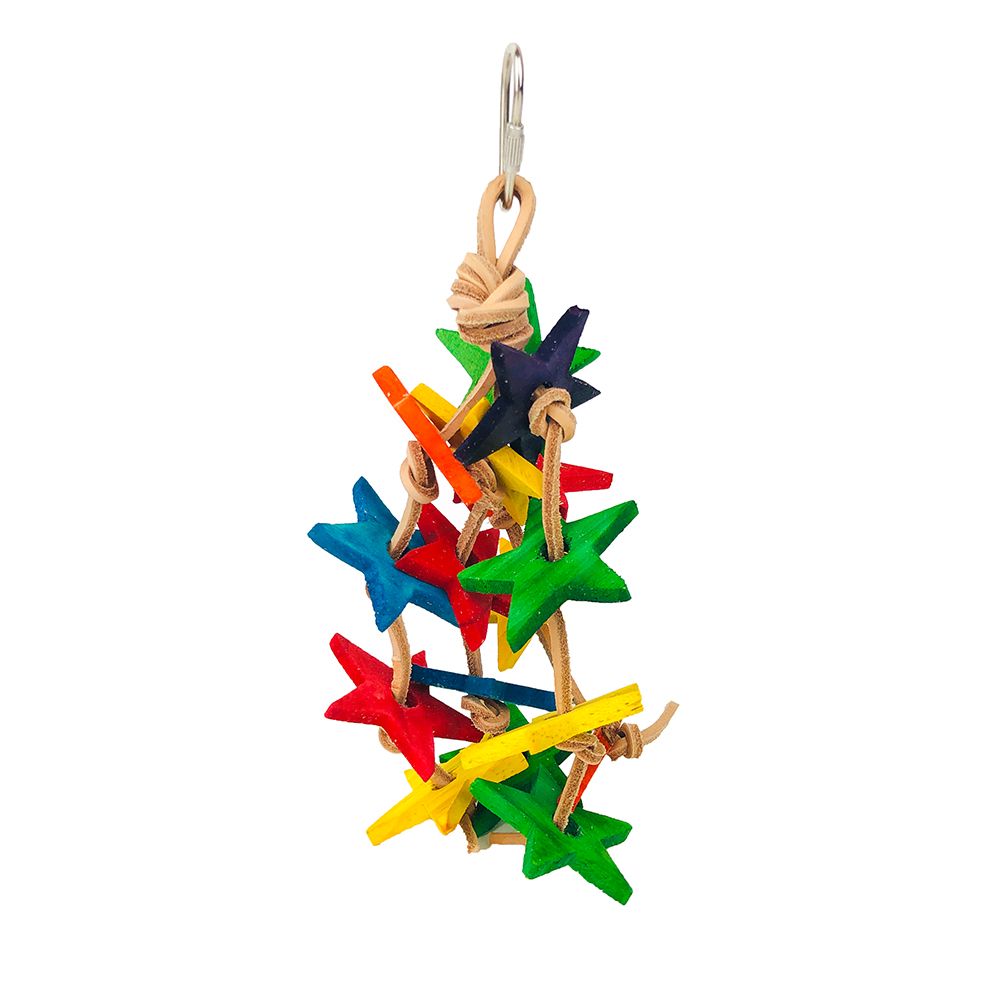 BIRD TOY LEATHER W/STARS 15CM