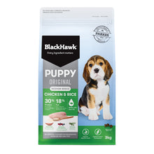 Load image into Gallery viewer, BLACK HAWK PUPPY MED BREED CHICK &amp; RICE 20KG
