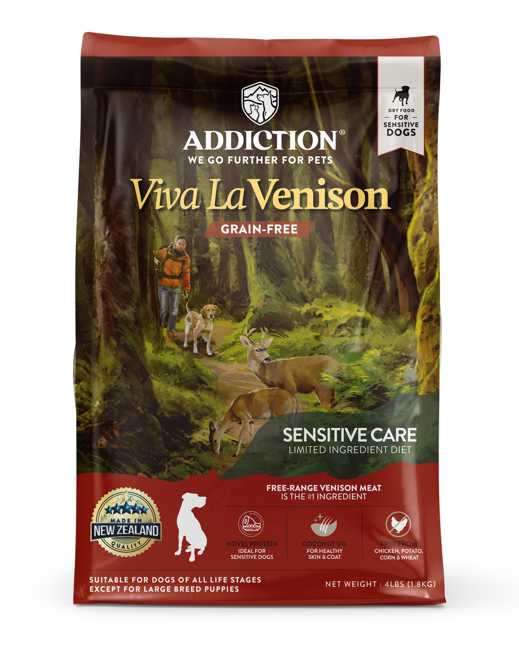 ADDICTION DOG KIBBLE NZ VENISON 1.8kg